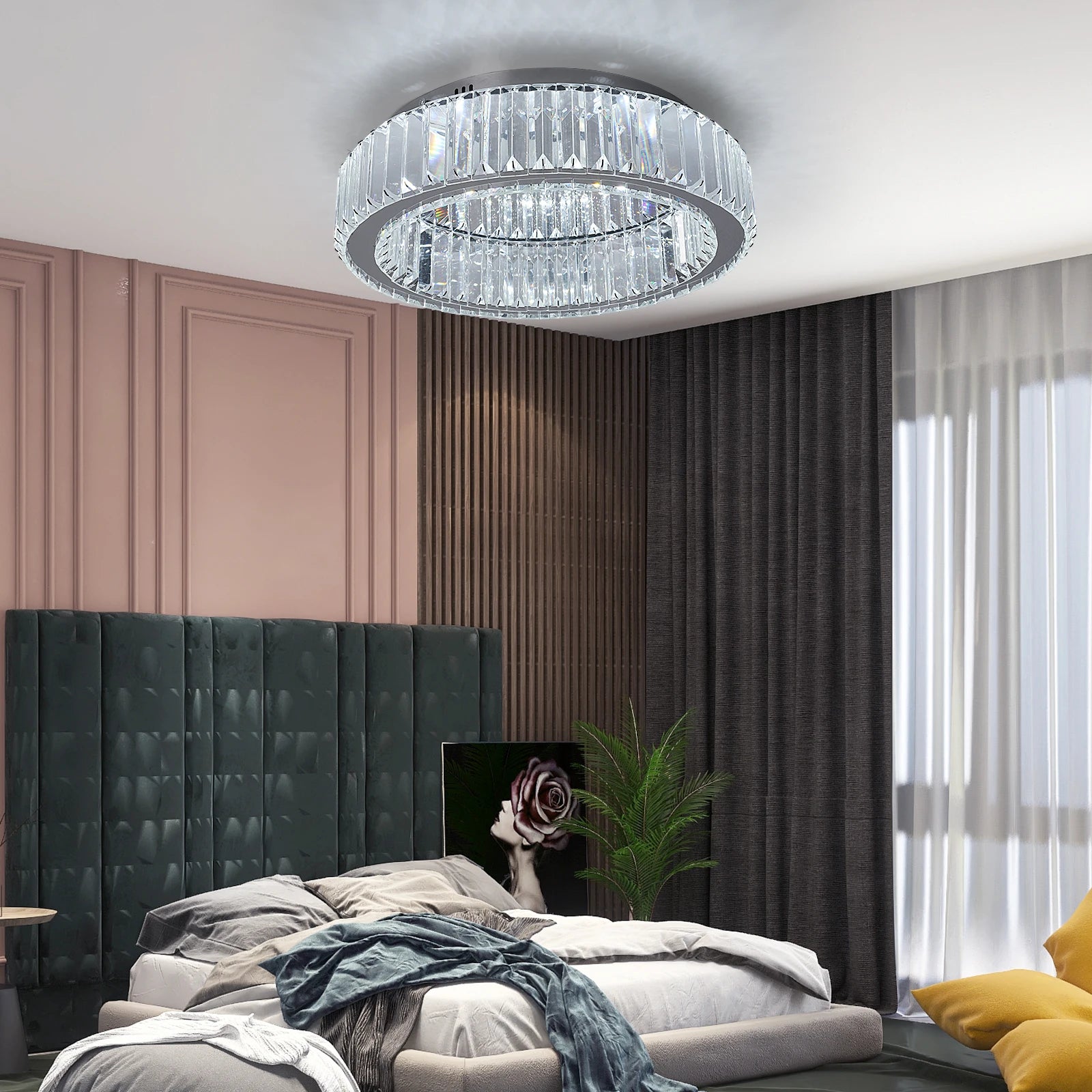 Modern Double-Circle Crystal LED Chandelier
