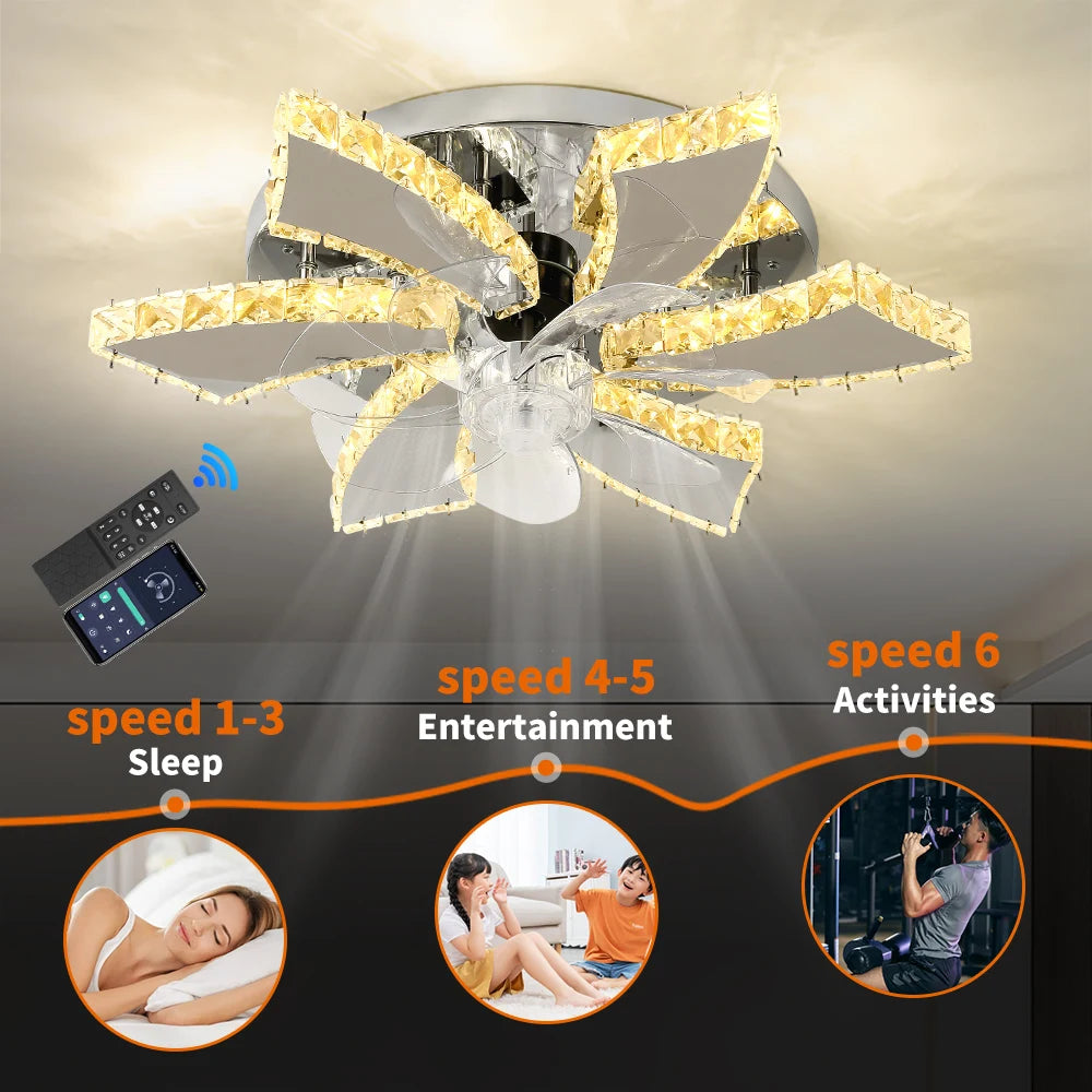 Modern Luxury Crystal Ceiling Fan Chandelier