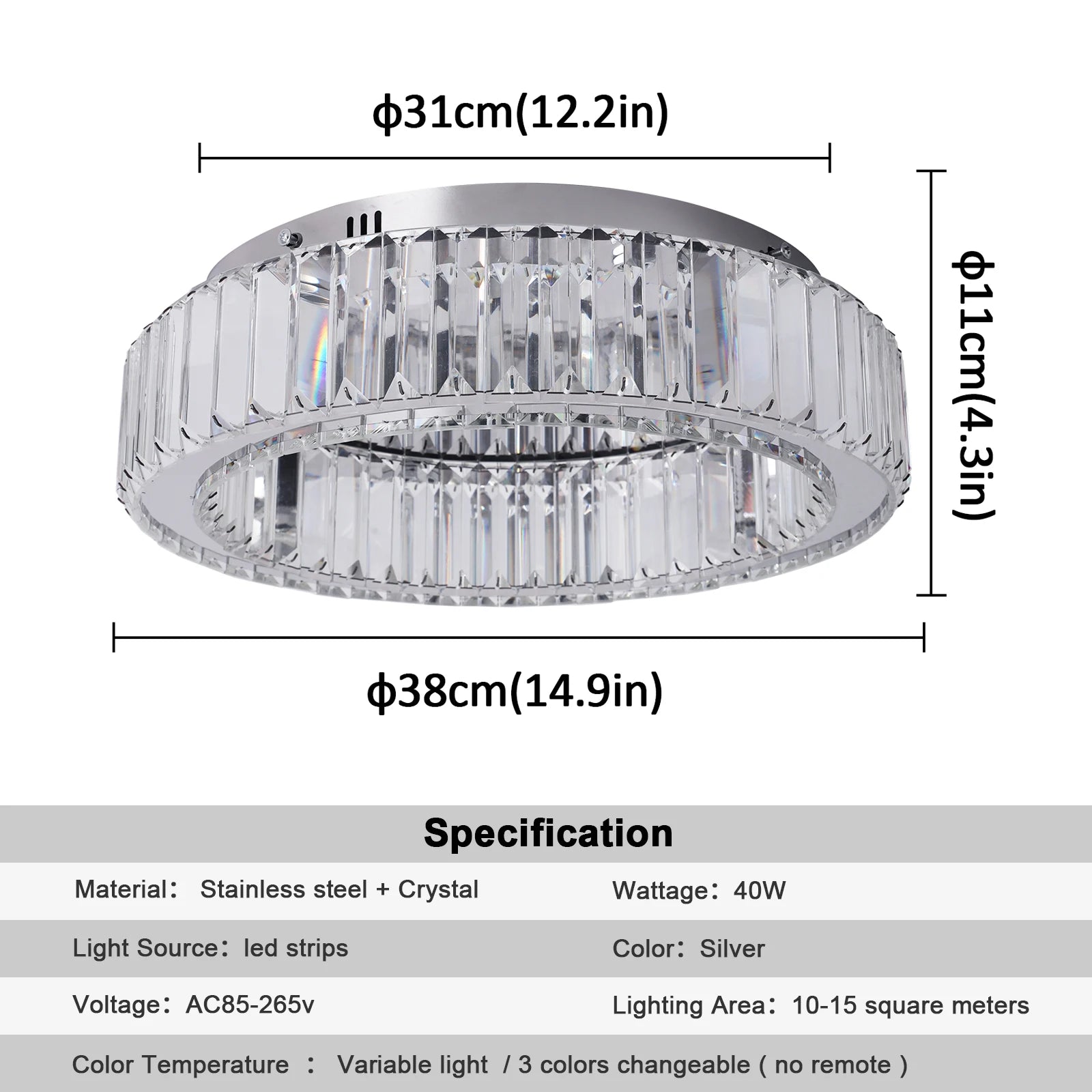 Modern Double-Circle Crystal LED Chandelier