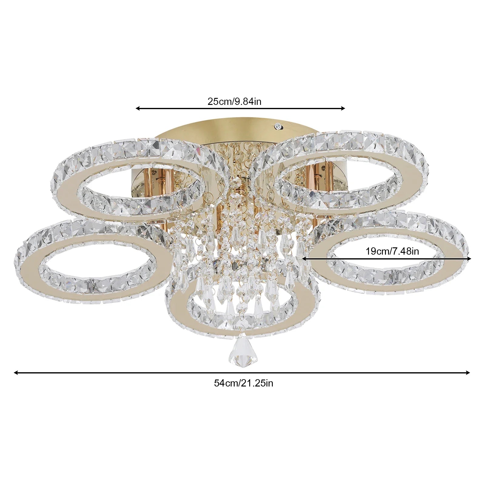 Luxury Gold Crystal Chandelier - Modern LED Bedroom Light