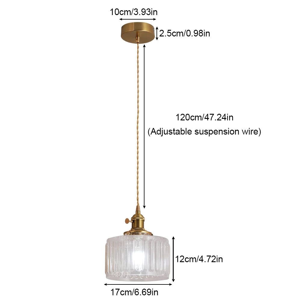 Retro Green Glass Crystal Pendant Light