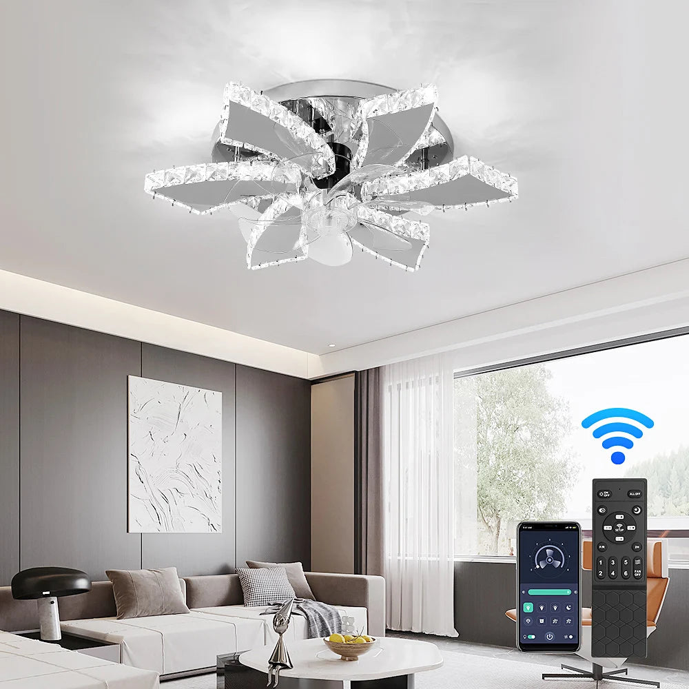 Modern Luxury Crystal Ceiling Fan Chandelier