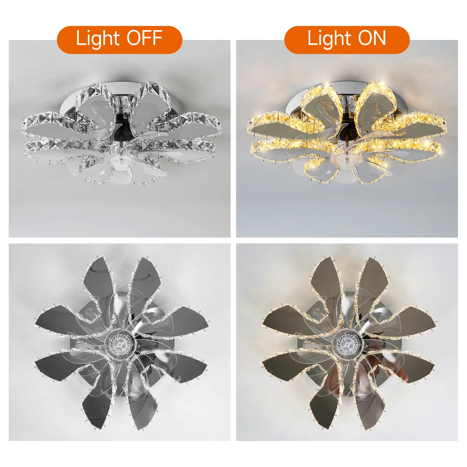Modern Luxury Crystal Ceiling Fan Chandelier