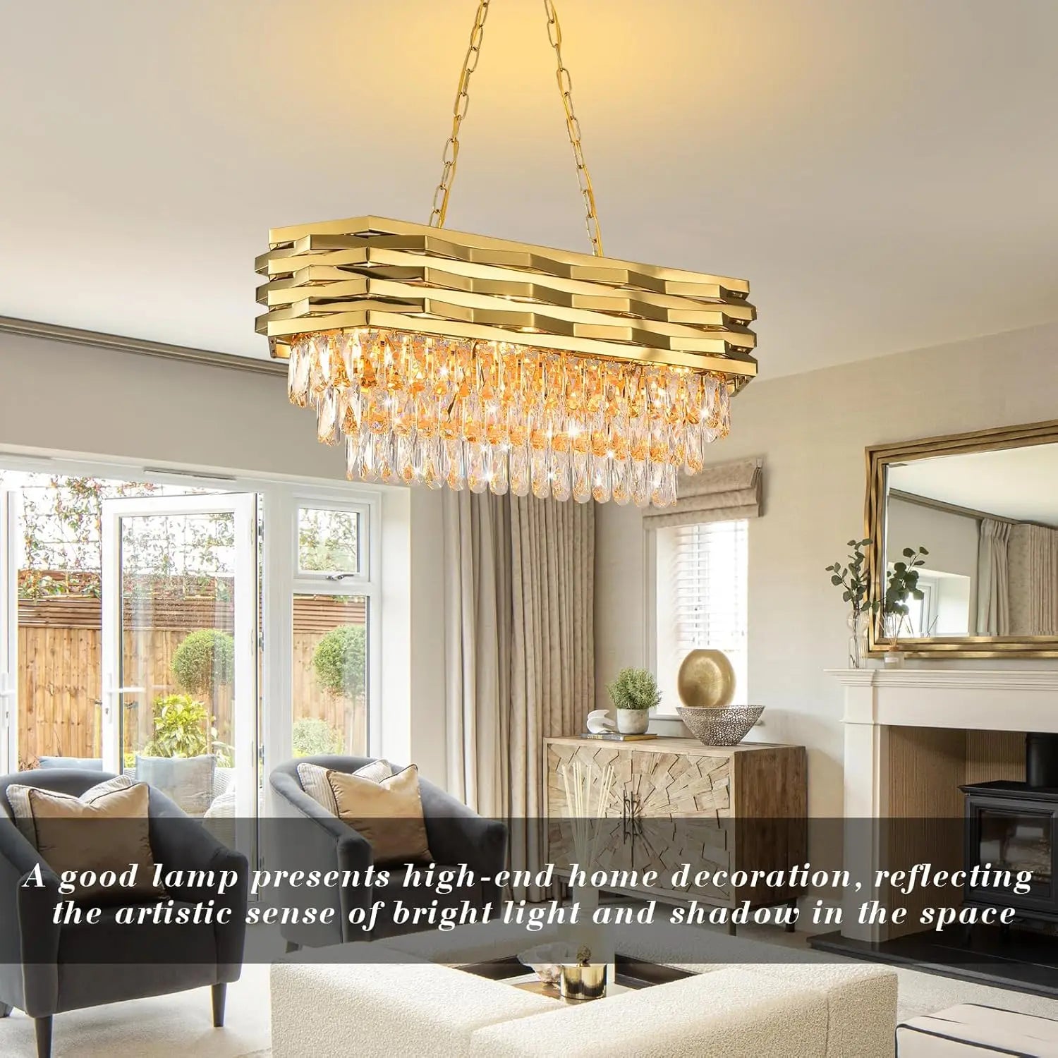 Gold Modern Crystal Chandelier - Luxury 8-Light Oval Ceiling Fixture