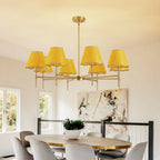 Gold Farmhouse Boho Rattan Chandelier (8-Light)
