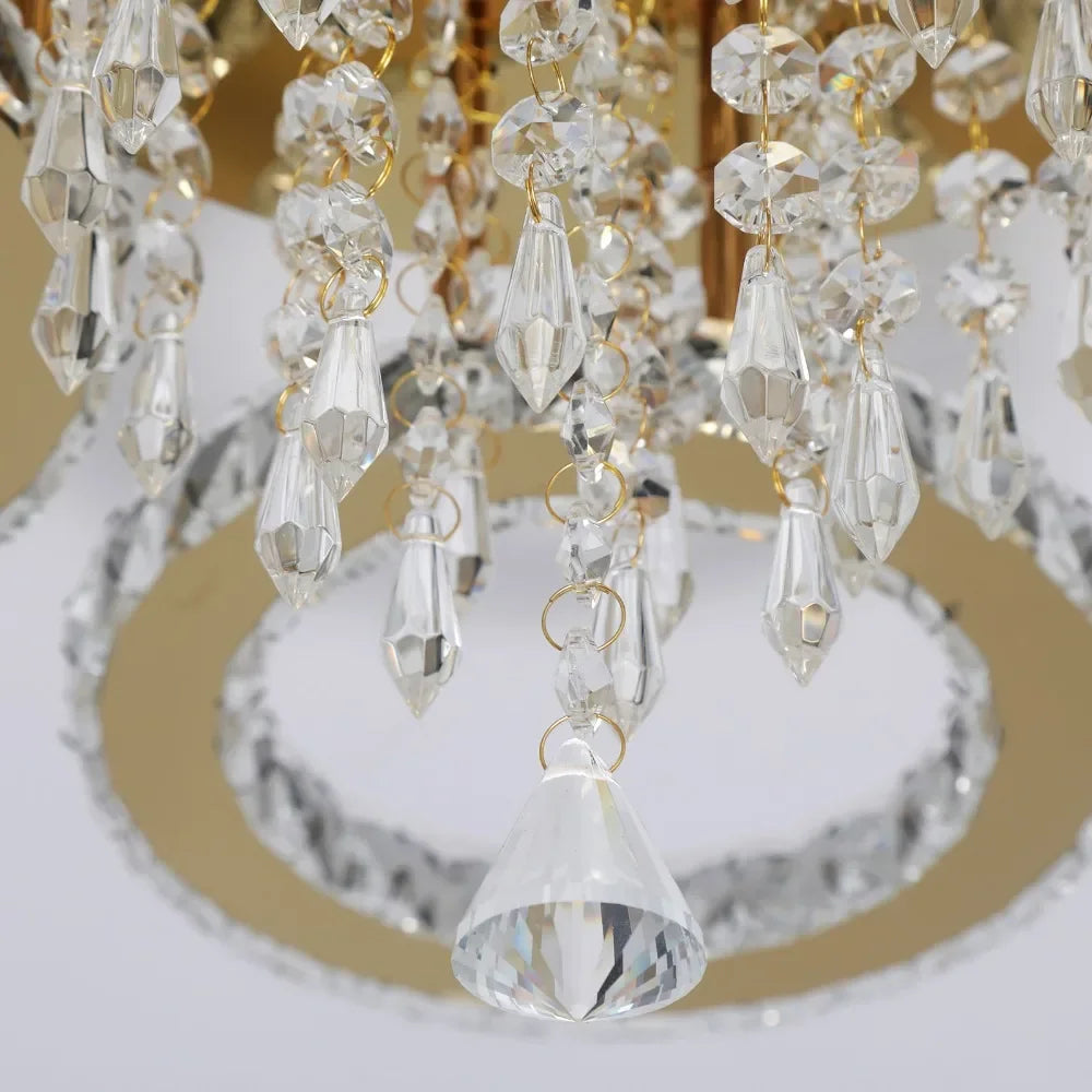 Luxury Gold Crystal Chandelier - Modern LED Bedroom Light