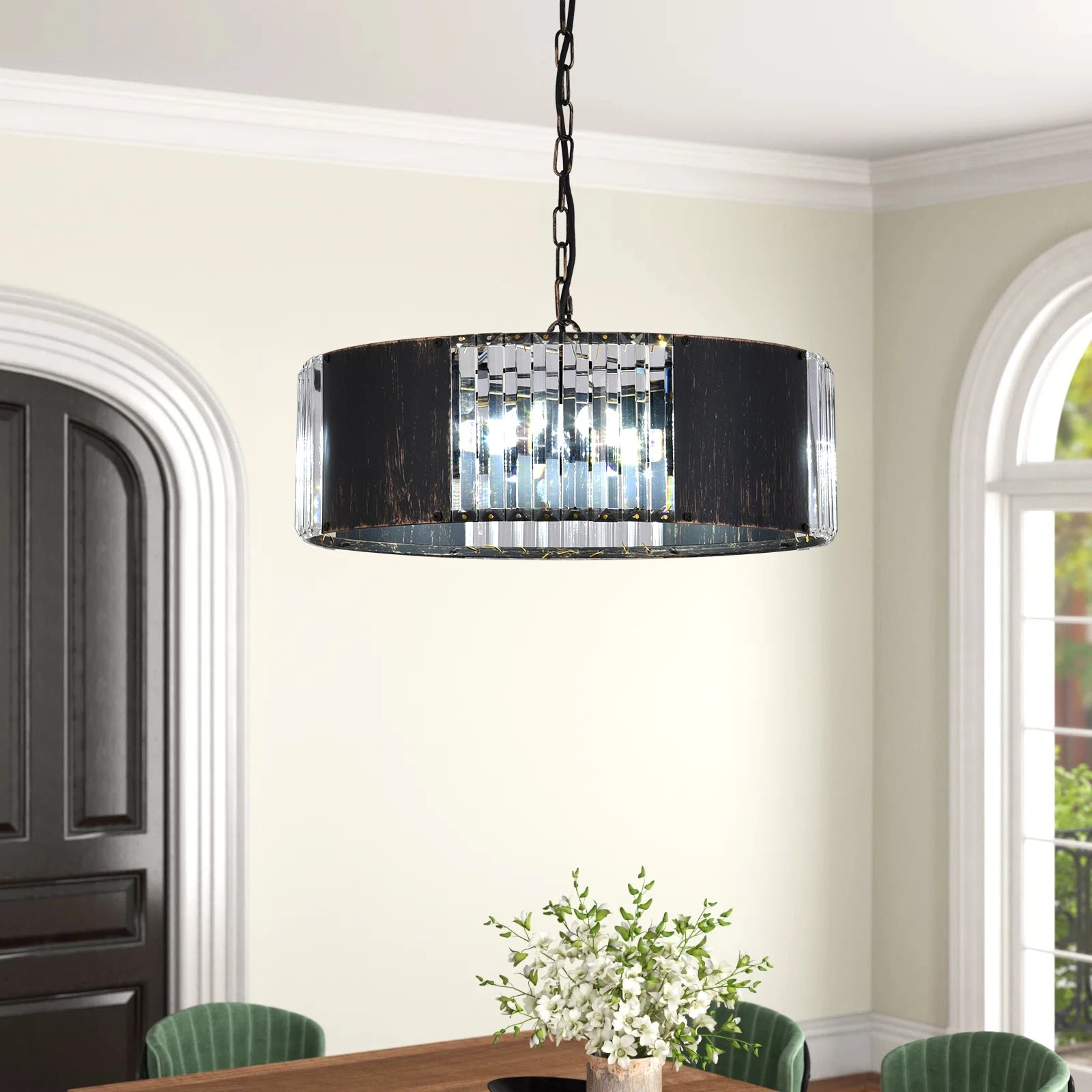 Luxury Black K9 Crystal Pendant Light