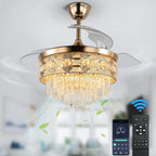 Luxury Gold Smart Ceiling Fan Chandelier - 42"
