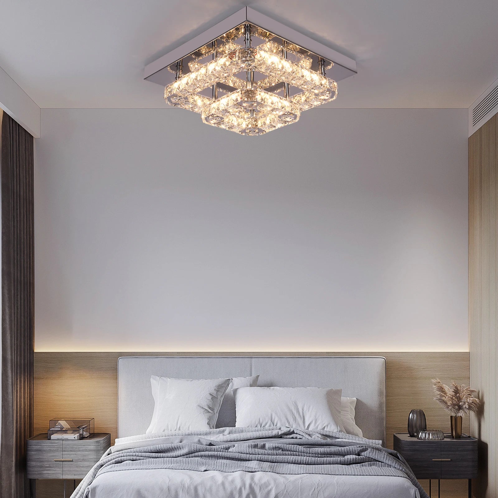 Luxury Square Crystal LED Ceiling Light