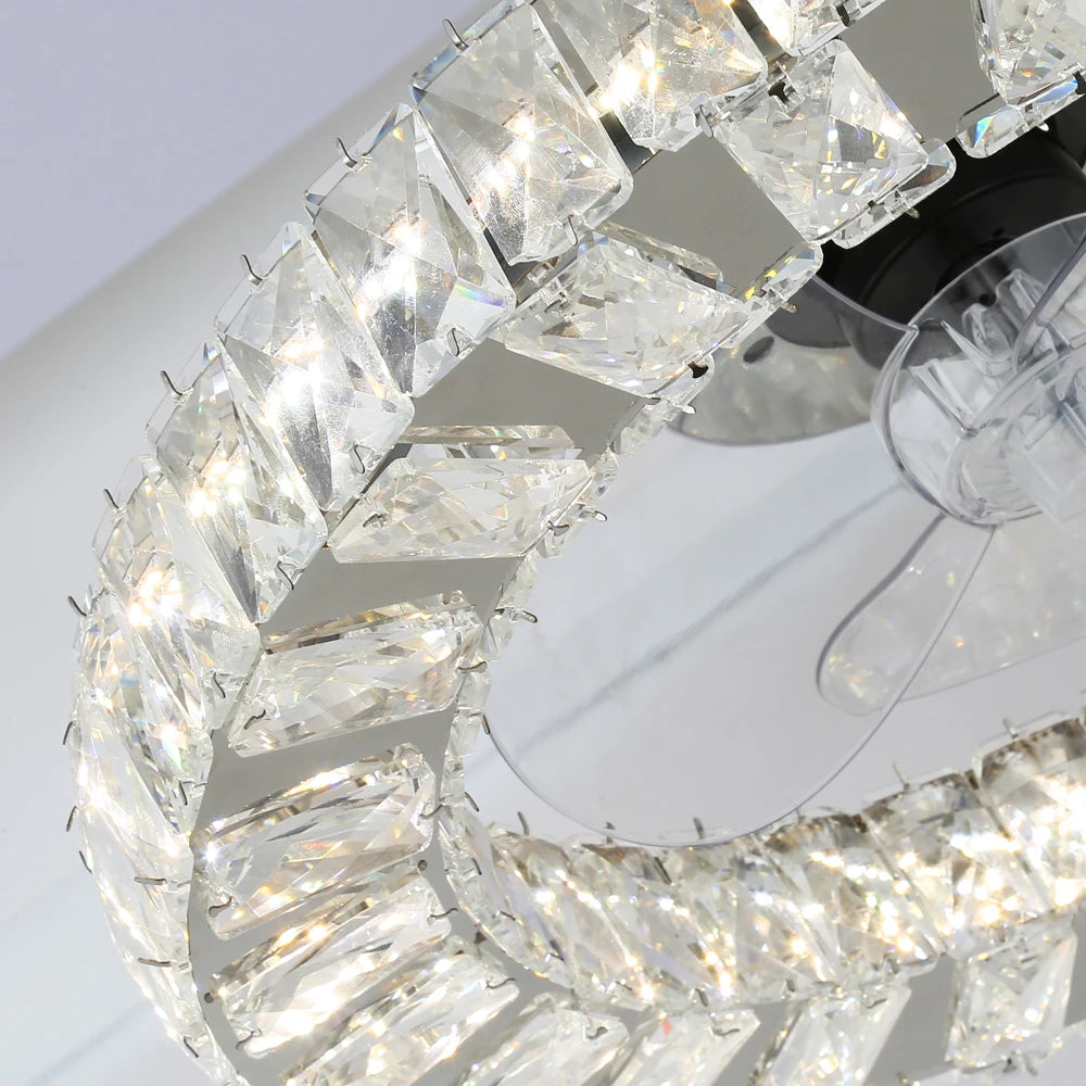 Luxury Crystal Chandelier Ceiling Fan with LED & Remote