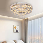 Luxury K9 Crystal Chandelier - Modern Dimmable LED Flush Mount