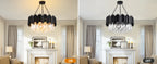 Modern Black Crystal Chandelier - Luxury 9-Light Fixture
