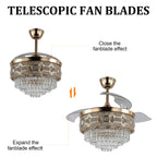 Luxury Gold Smart Ceiling Fan Chandelier - 42"
