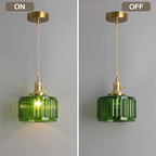 Retro Green Glass Crystal Pendant Light