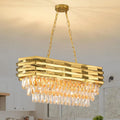 Gold Modern Crystal Chandelier - Luxury 8-Light Oval Ceiling Fixture