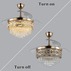 Luxury Gold Smart Ceiling Fan Chandelier - 42"