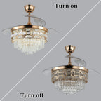 Luxury Gold Smart Ceiling Fan Chandelier - 42"