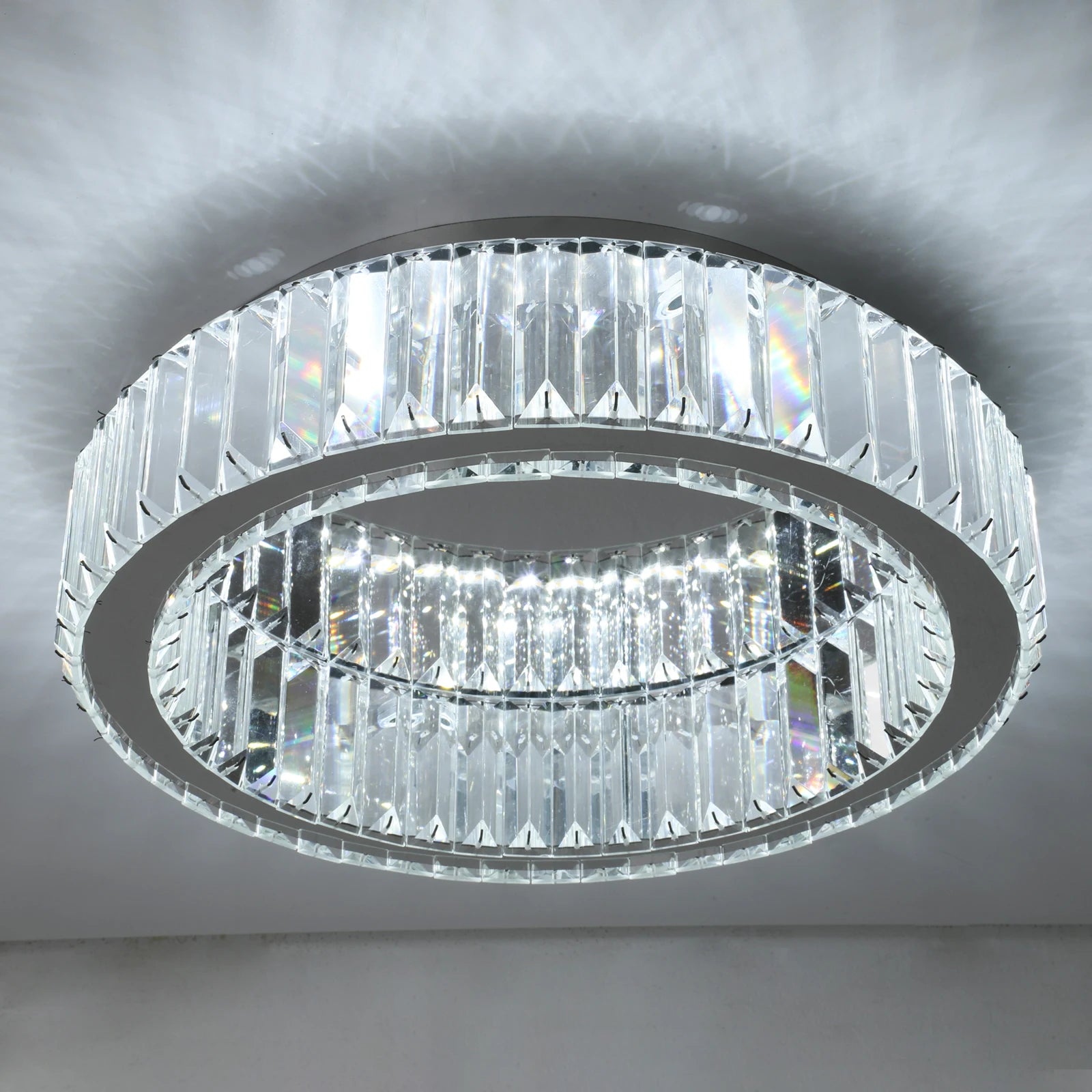 Modern Double-Circle Crystal LED Chandelier