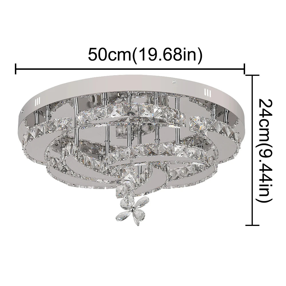 Luxury K9 Crystal Chandelier - Modern Dimmable LED Flush Mount