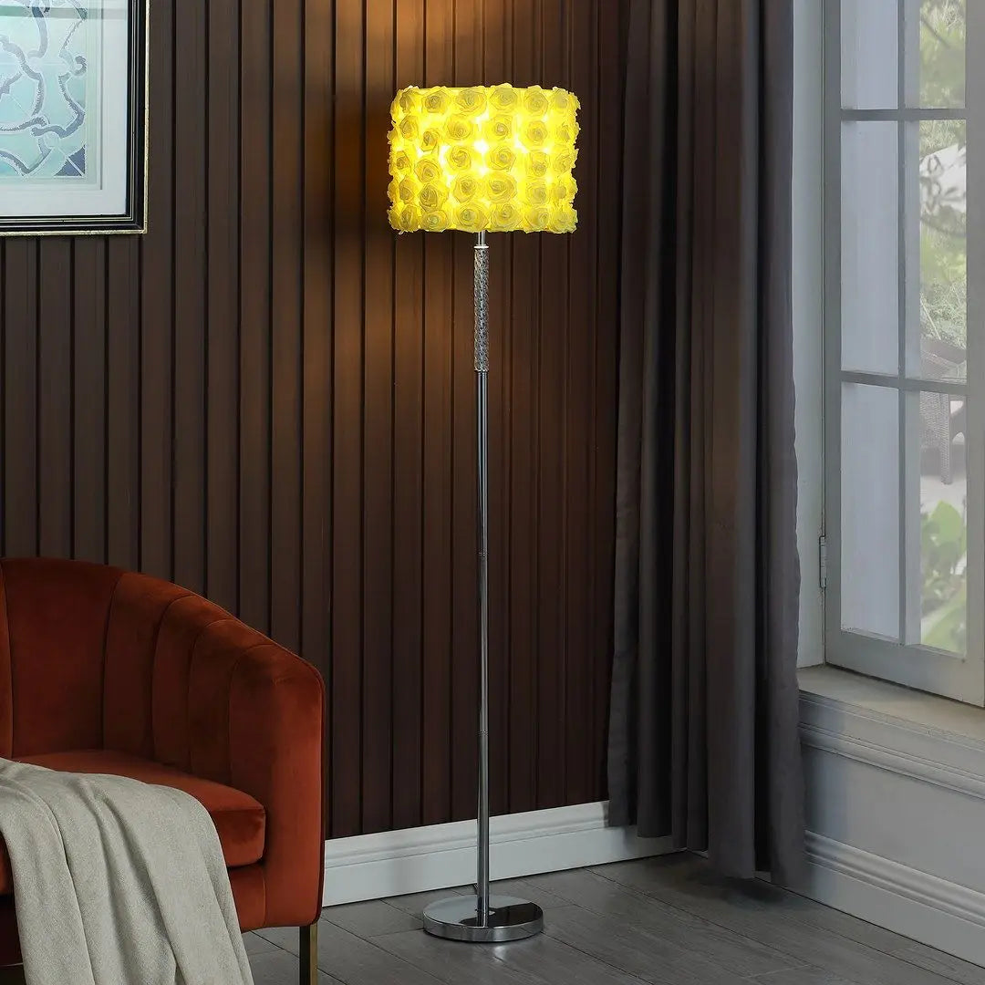 Yellow Roses Floral Floor Lamp