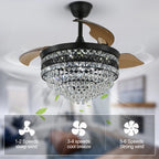 Luxury Gold Smart Ceiling Fan Chandelier - 42"