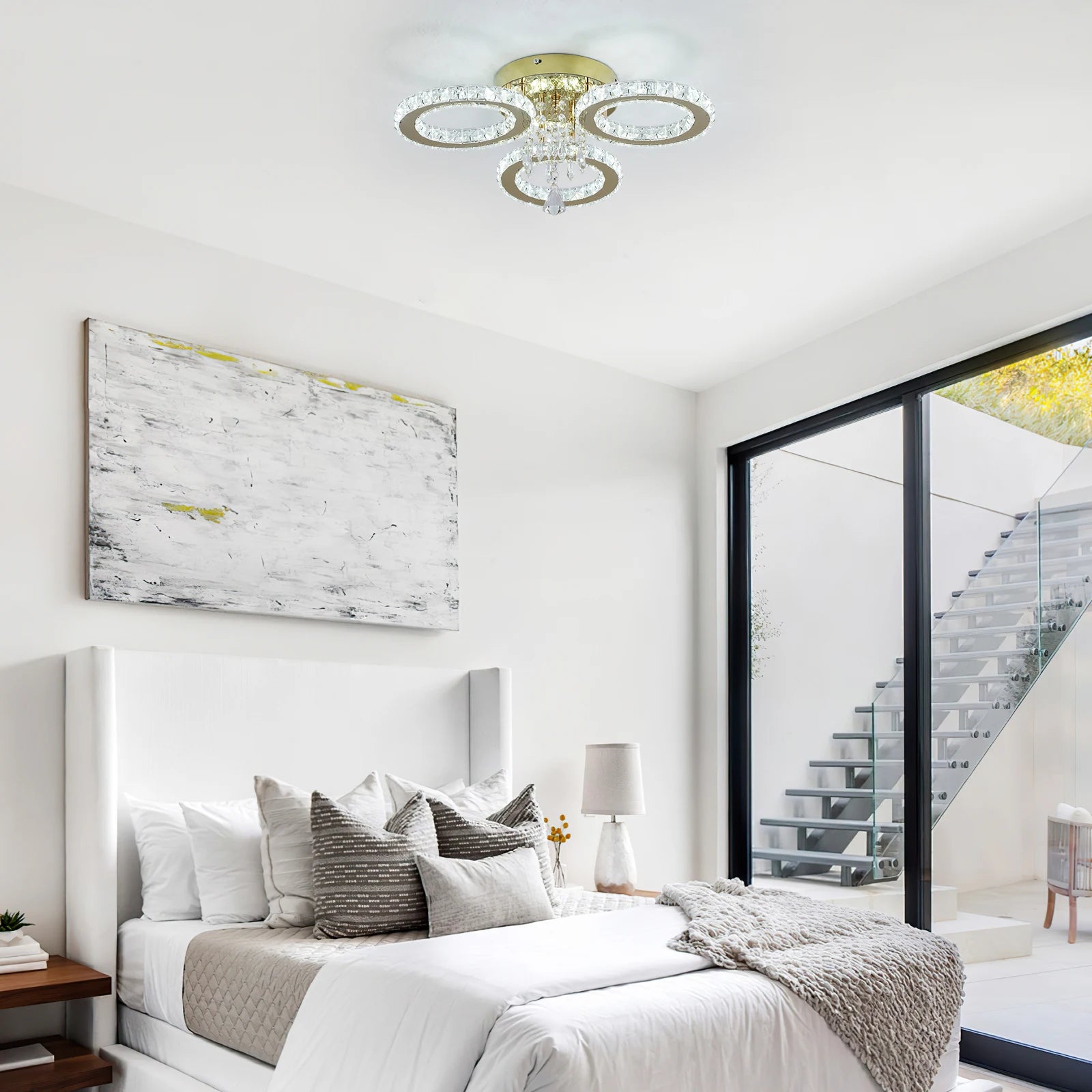 Luxury Gold Crystal Chandelier - Modern LED Bedroom Light