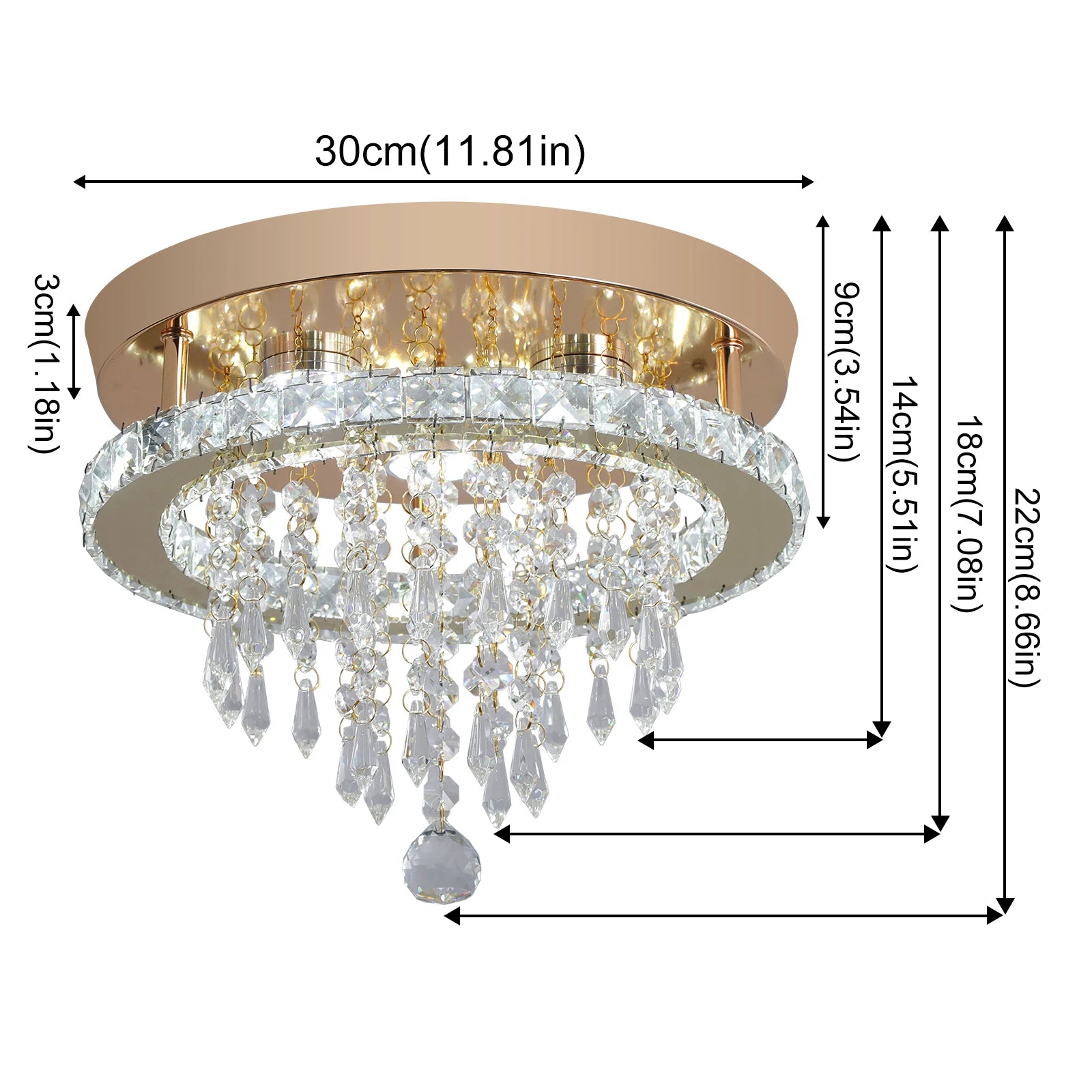 Luxury Gold Crystal Chandelier - Modern LED Bedroom Light