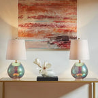 Ranier Iridescent Glass Table Lamp with Tapered Drum Shade