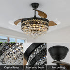 Luxury Gold Smart Ceiling Fan Chandelier - 42"