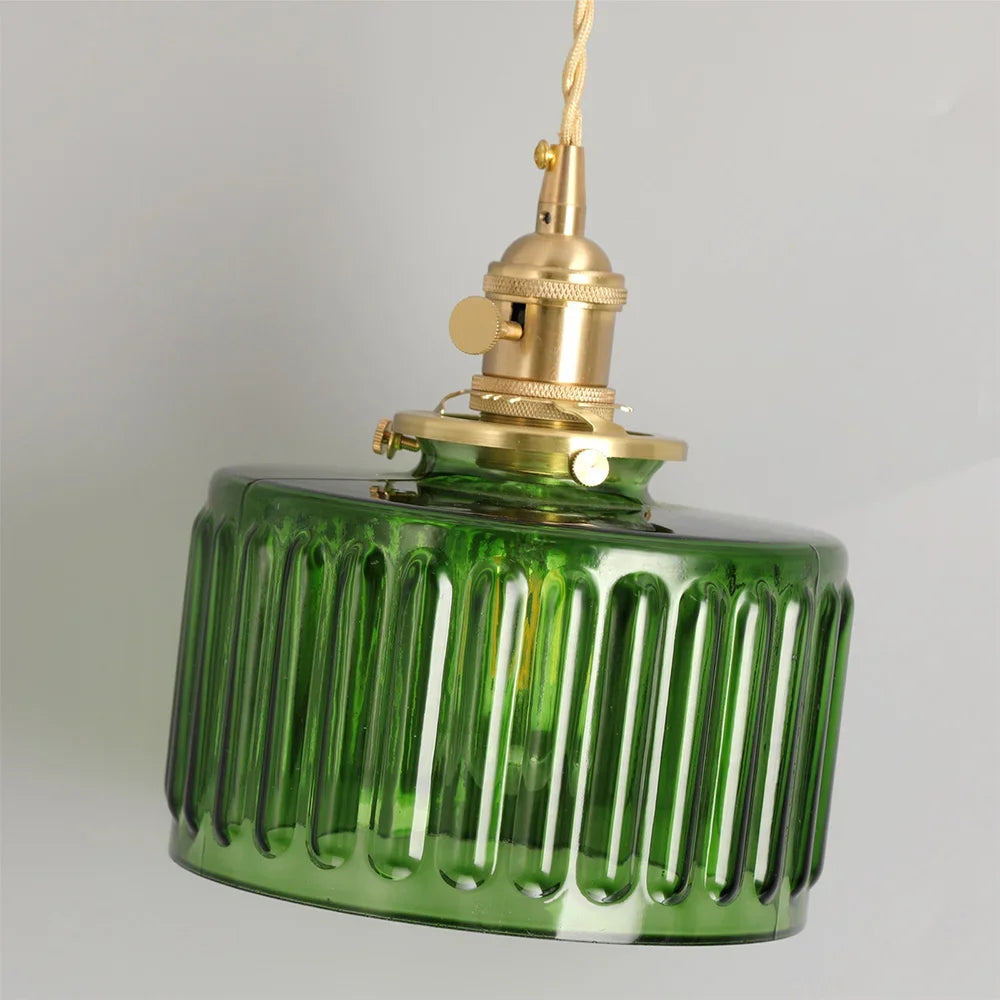 Retro Green Glass Crystal Pendant Light