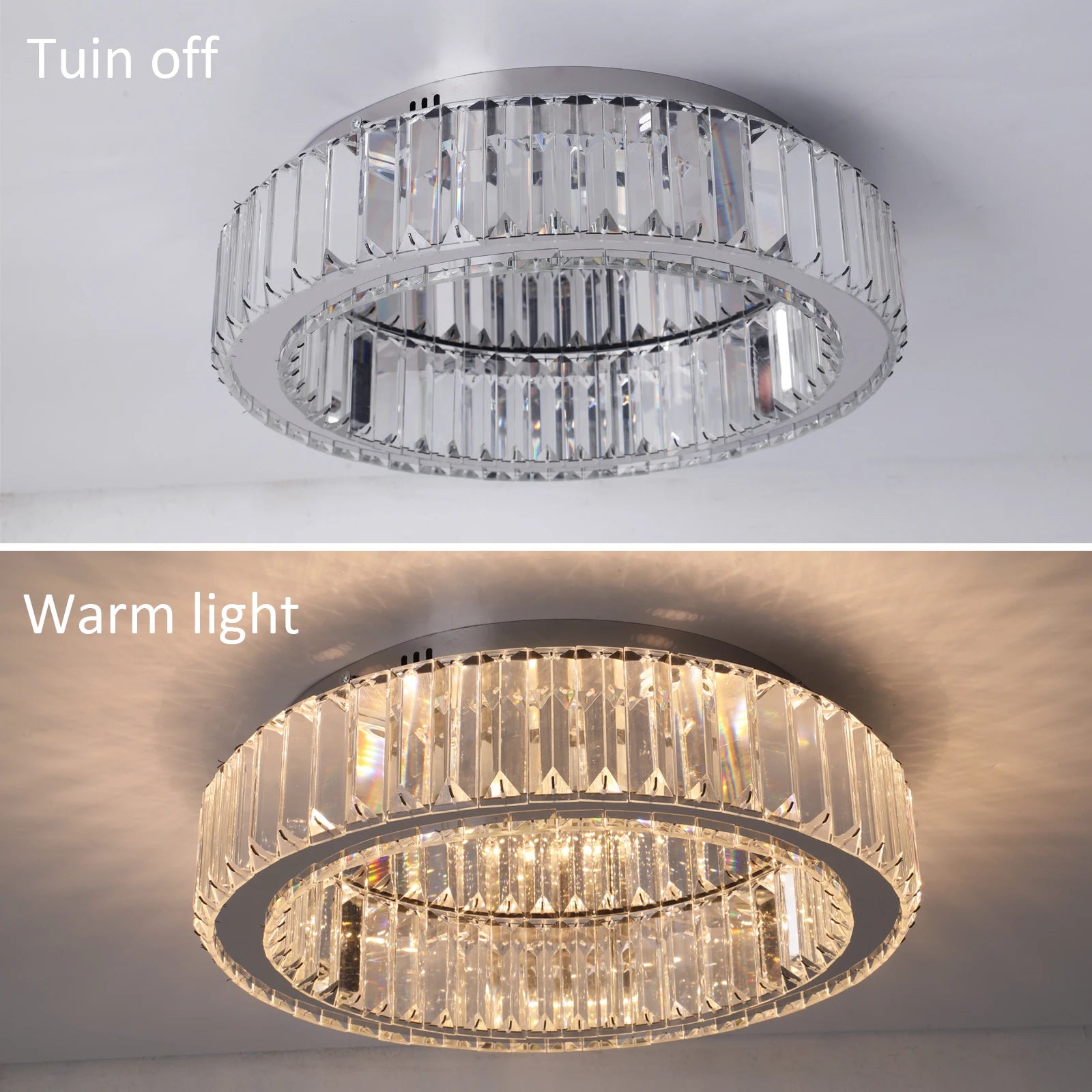 Modern Double-Circle Crystal LED Chandelier