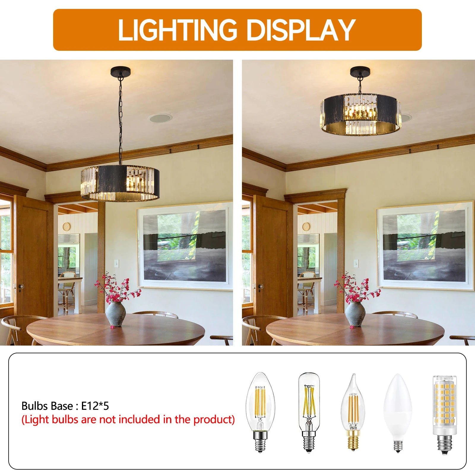 Luxury Black K9 Crystal Pendant Light
