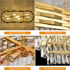 Gold Modern Crystal Chandelier - Luxury 8-Light Oval Ceiling Fixture