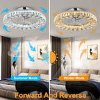 Luxury Crystal Chandelier Ceiling Fan with LED & Remote