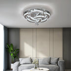 Luxury K9 Crystal Chandelier - Modern Dimmable LED Flush Mount