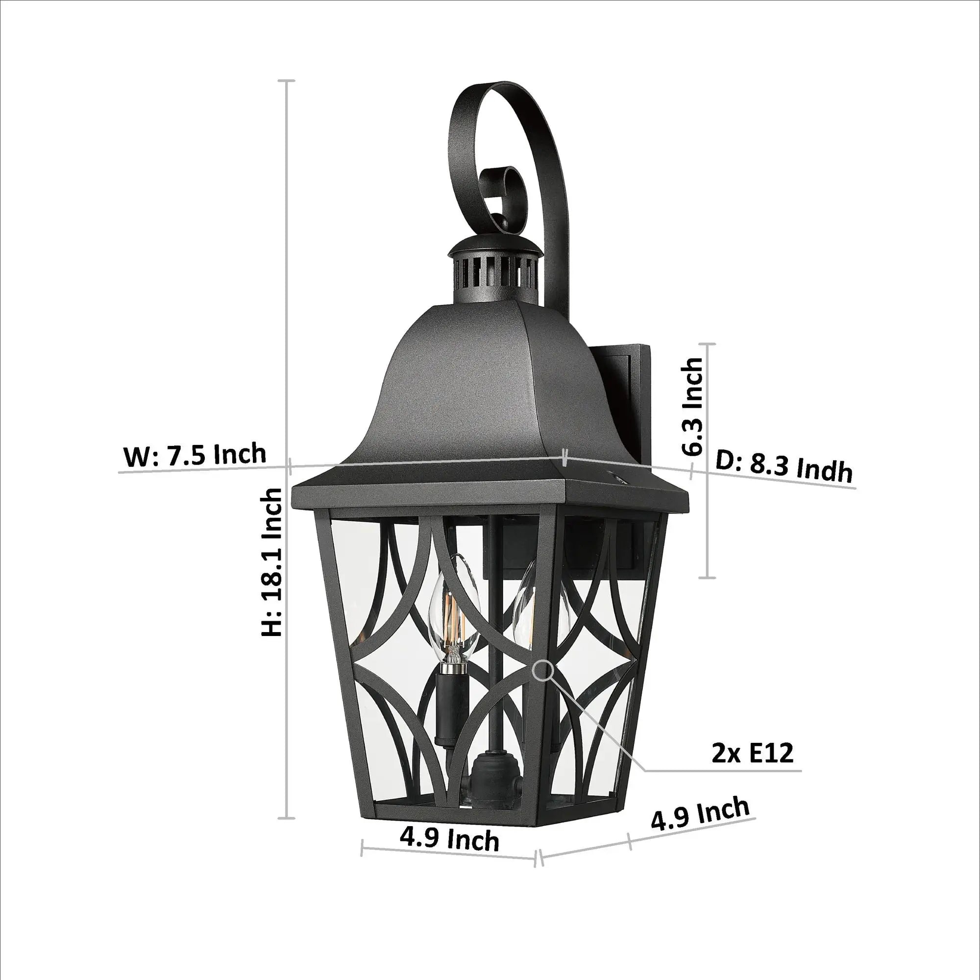 Matte Black Outdoor Wall Lantern - Waterproof Exterior Sconce