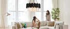 Modern Black Crystal Chandelier - Luxury 9-Light Fixture