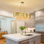 Gold Modern Crystal Chandelier - Luxury 8-Light Oval Ceiling Fixture