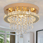 Luxury Gold Crystal Chandelier - Modern LED Bedroom Light