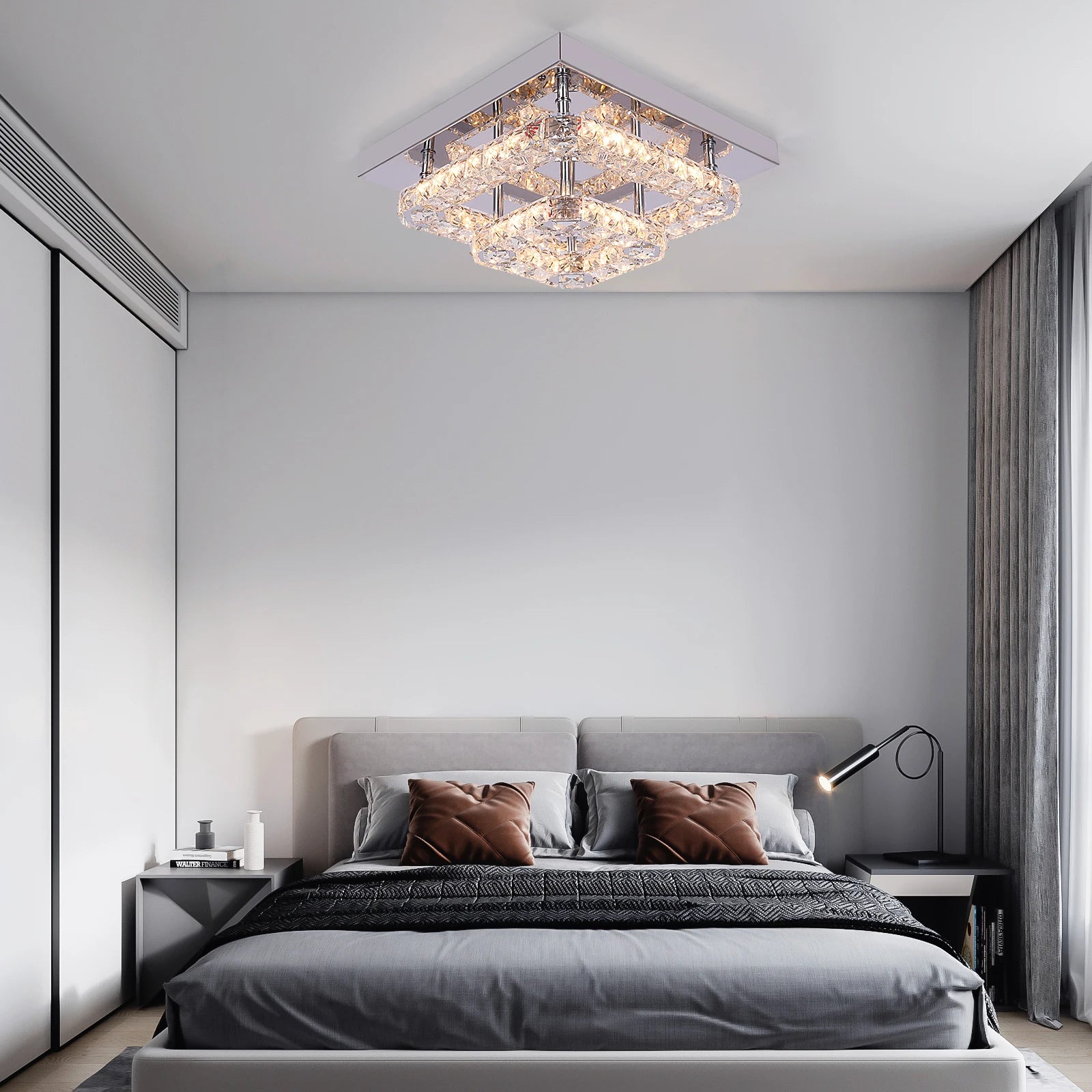 Luxury Square Crystal LED Ceiling Light