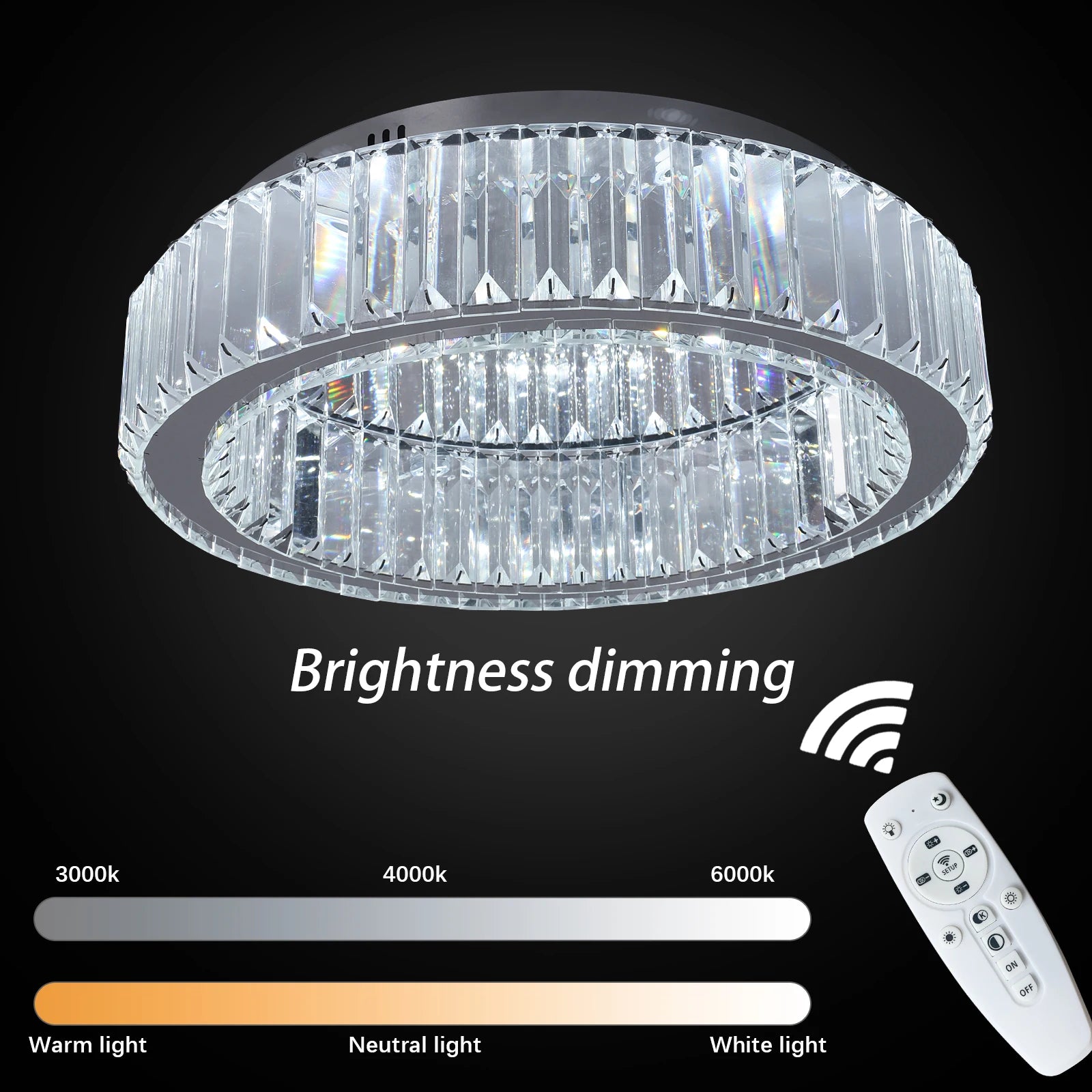 Modern Double-Circle Crystal LED Chandelier