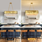 Gold Modern Crystal Chandelier - Luxury 8-Light Oval Ceiling Fixture