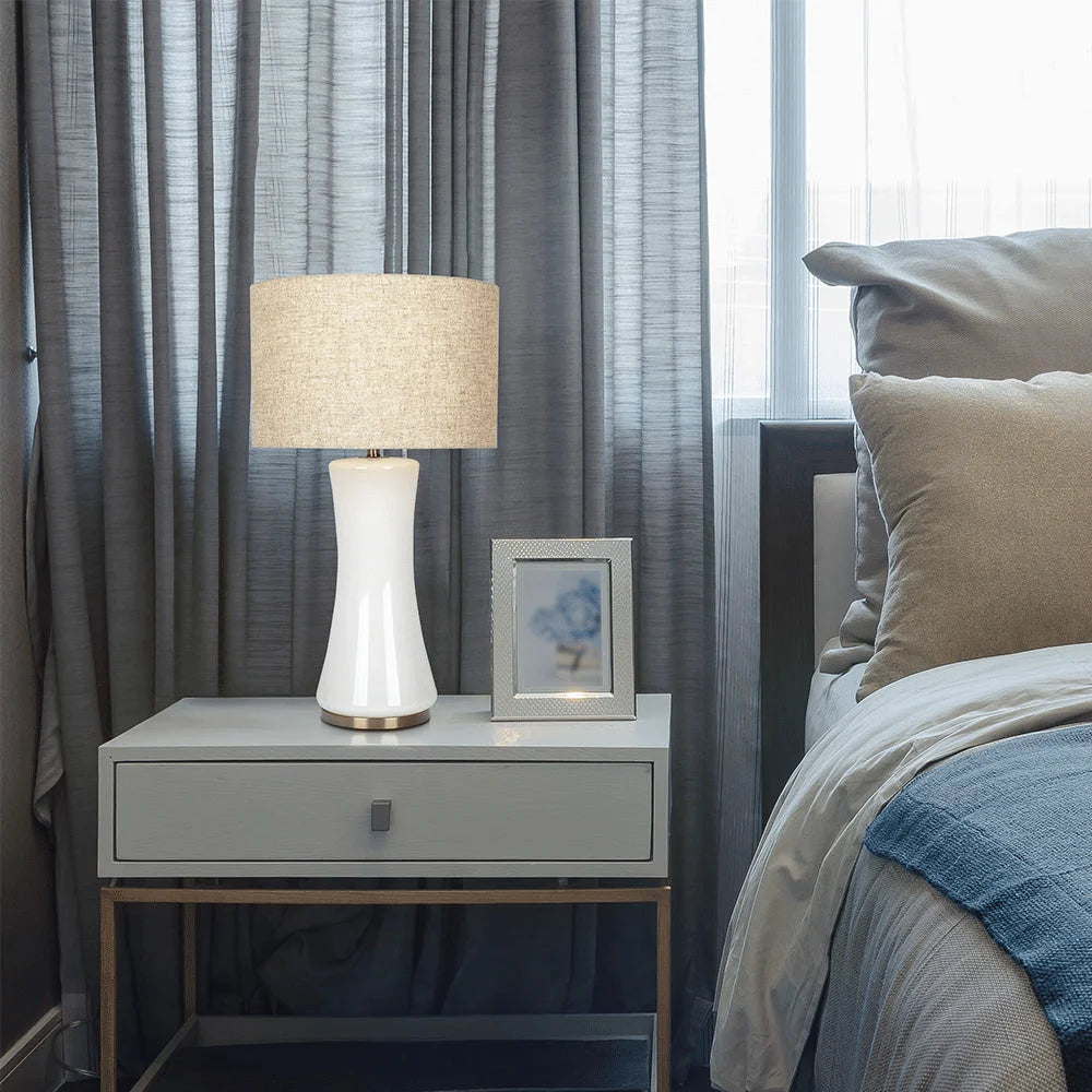 Opeloak Elegant Cascade Off-White Glass Table Lamp
