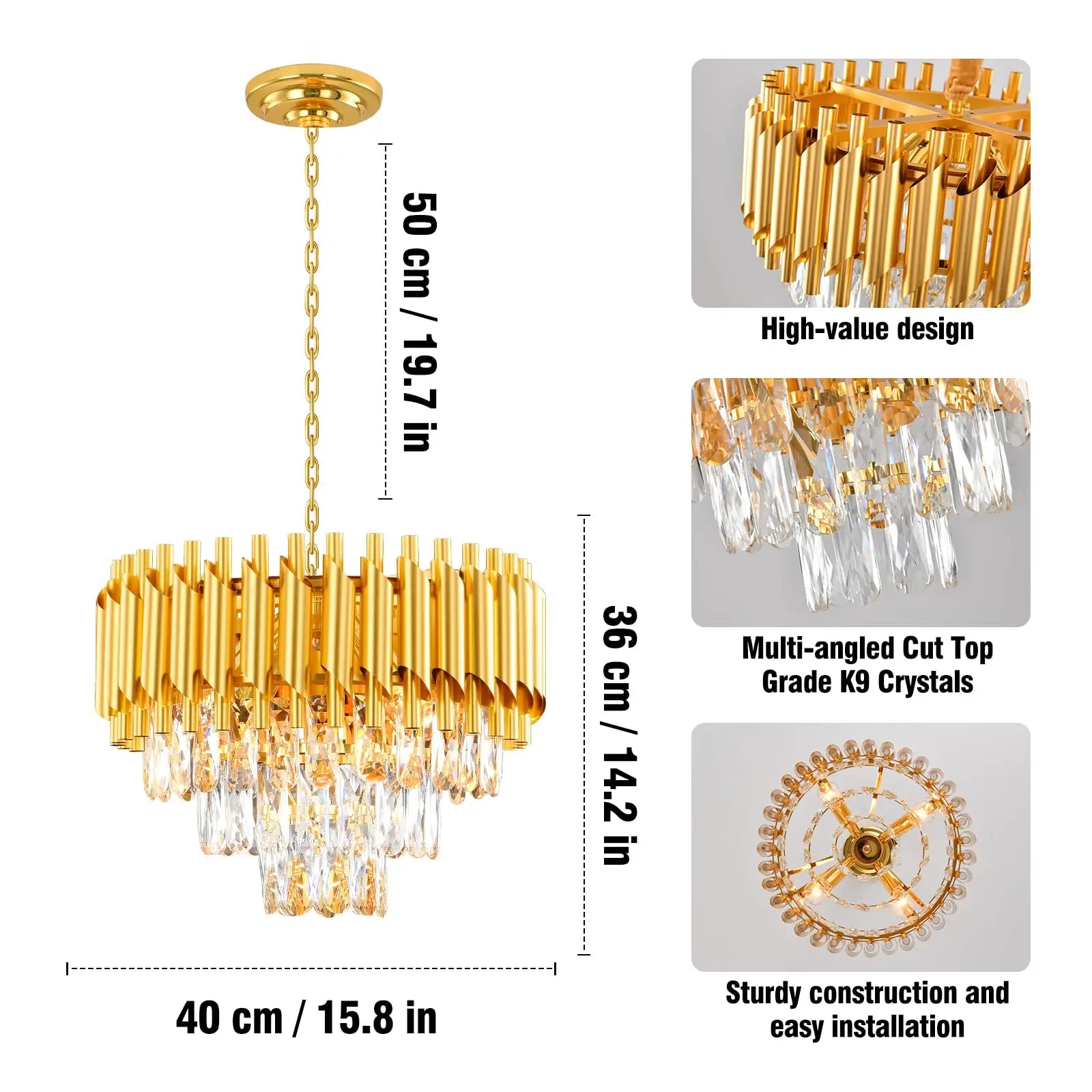 Modern 3-Tier Raindrop Crystal Chandelier - Luxury 5-Light
