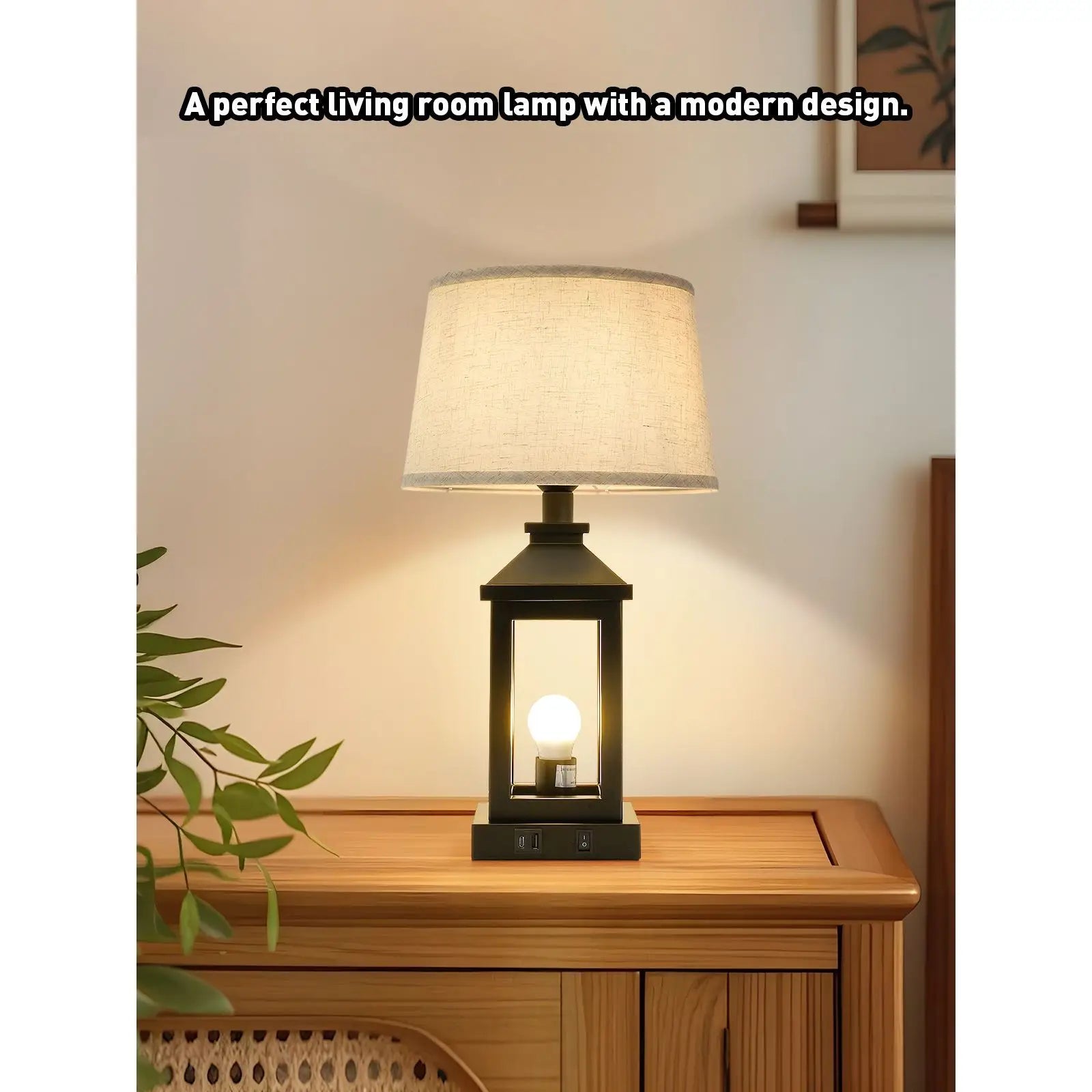 Modern Farmhouse Touch Control Table Lamps with USB-A & C Ports