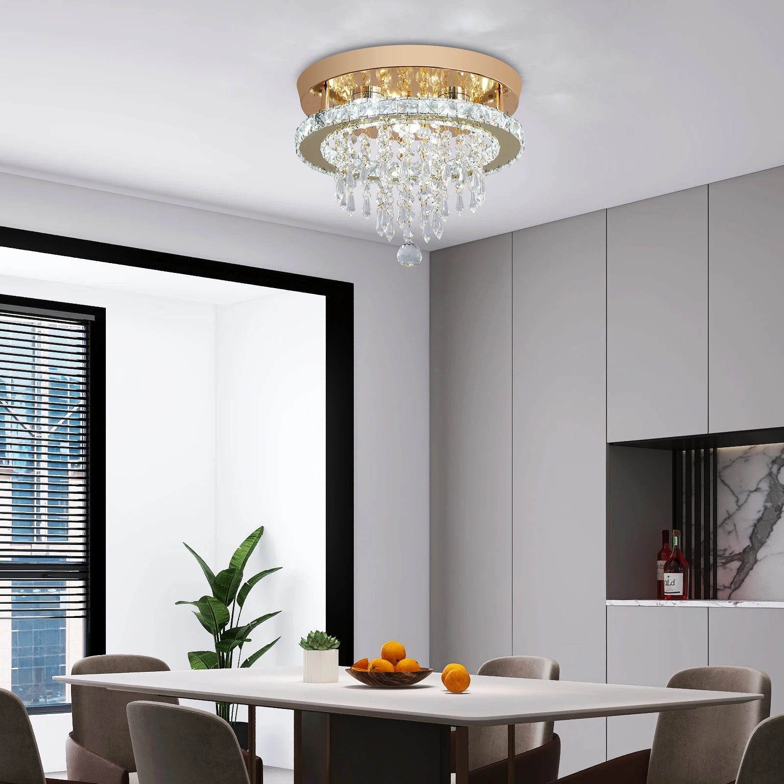 Luxury Gold Crystal Chandelier - Modern LED Bedroom Light