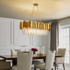 Modern Luxury Gold Crystal Chandelier - 32" Large 8-Light Pendant