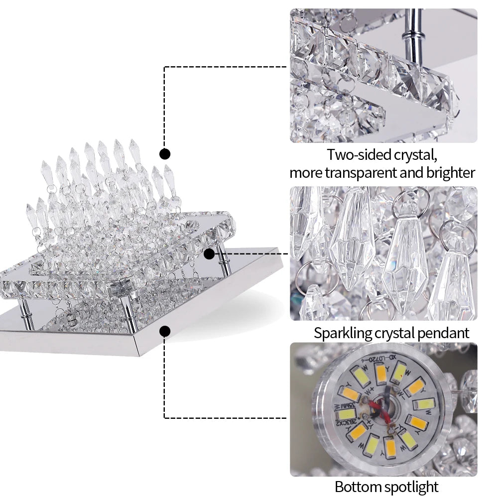 Modern Luxury Silver K9 Crystal Ceiling Lamp