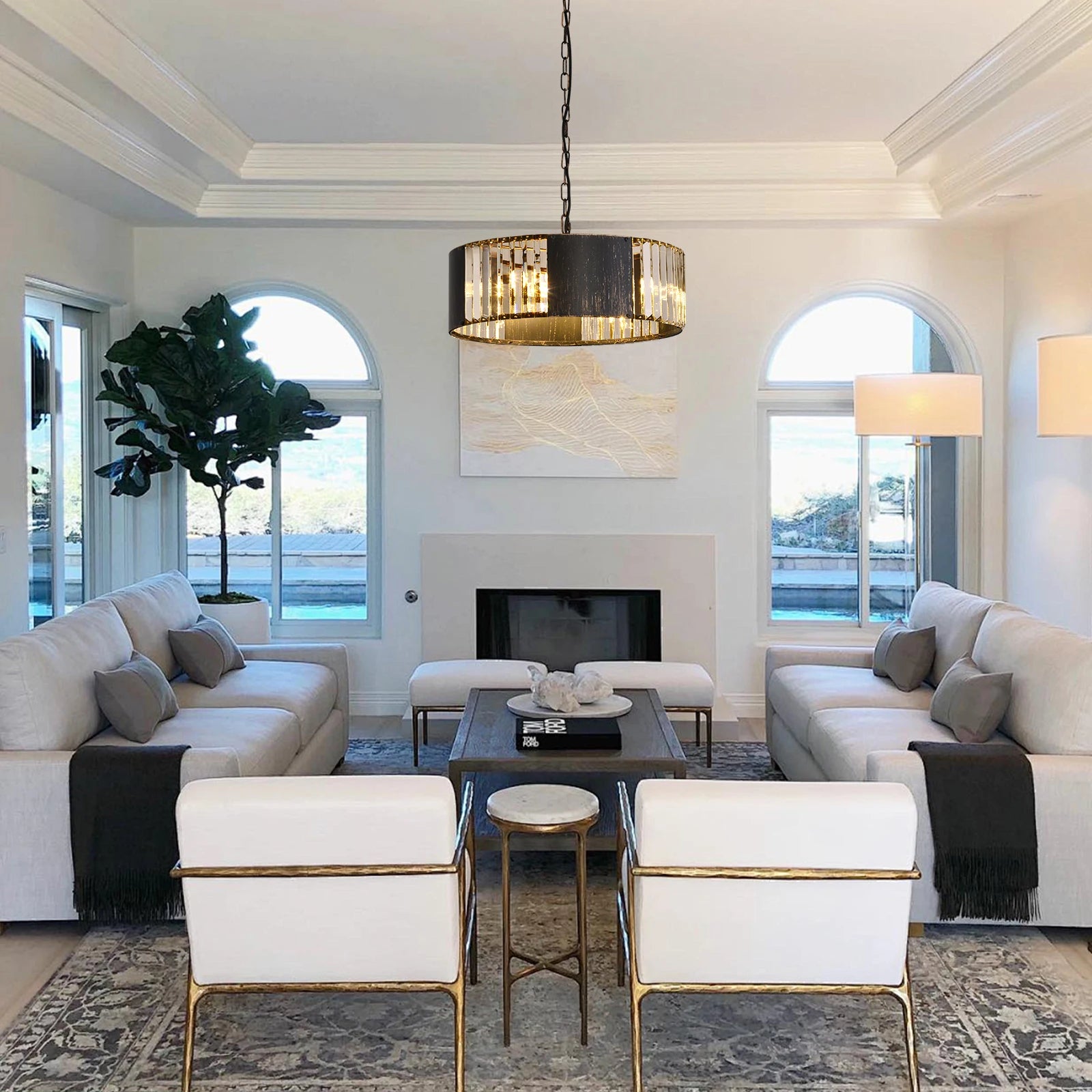 Luxury Black K9 Crystal Pendant Light