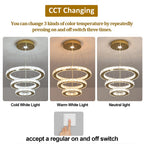 French Luxury 3-Ring Crystal Chandelier - Modern LED Light